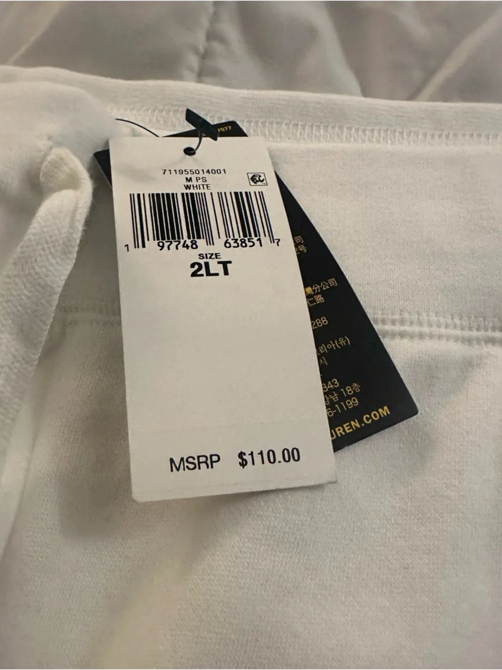 Polo Ralph Lauren Fleece Shorts - White - NEW - Men’s 2XL - Tall - Picture 3 of 5